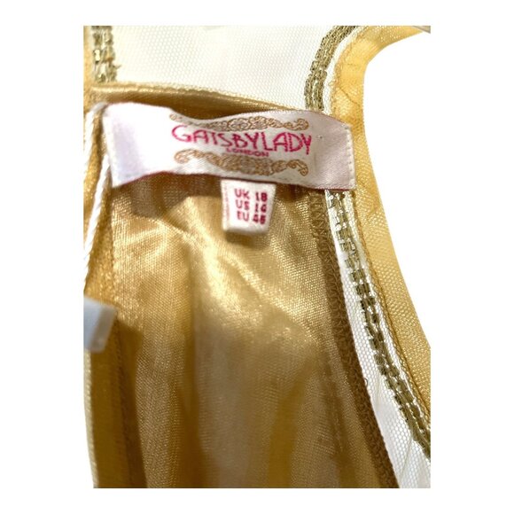 GatsbyLady London Gold Sequin Art Deco Sleeveless Flapper Dress US 14 UK 18 - Picture 9 of 11